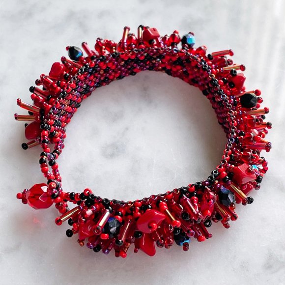 Two Red Beaded Bracelets, Each Very Different But Great Together! - Picture 8 of 11